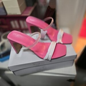 Elegant Pink Heels with Clear Straps. The Drop. New